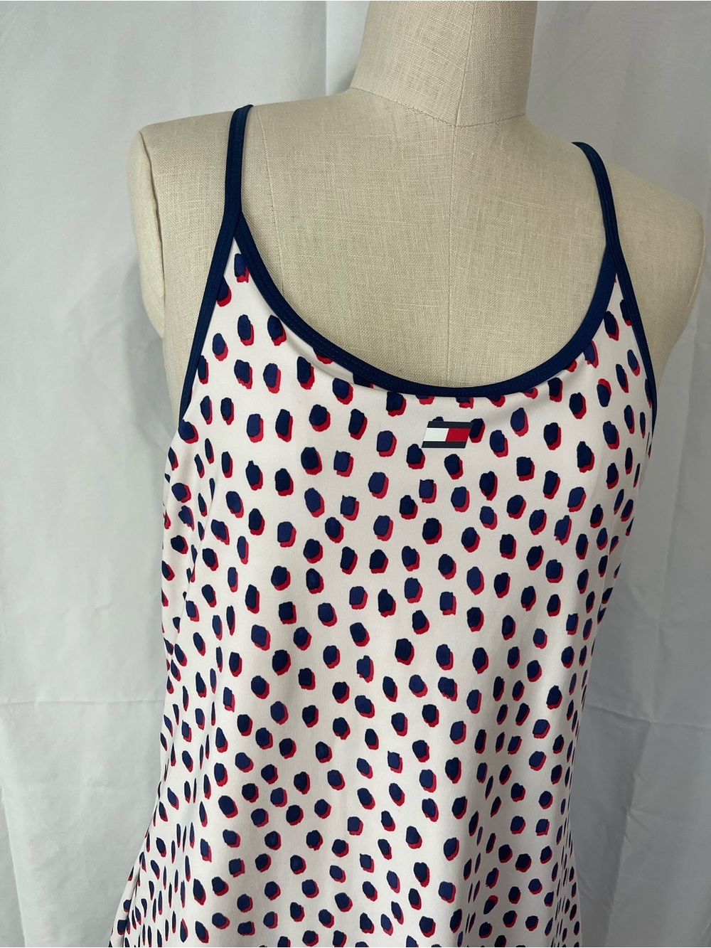 Tommy Hilfiger Sport women’s white polka dot racerback training dress Small